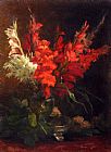 A Still Life With Gladioli And Roses by Geraldine Jacoba Van De Sande Bakhuyzen